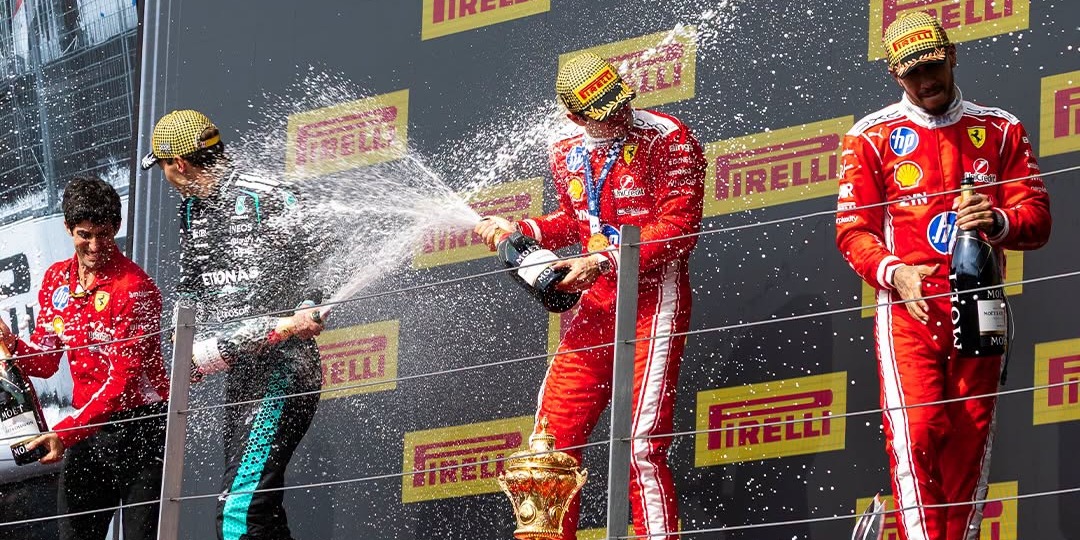 Podio del Gran Premio de Gran Bretaña 2026 - Foto: Mercedes-AMG Petronas F1 Team