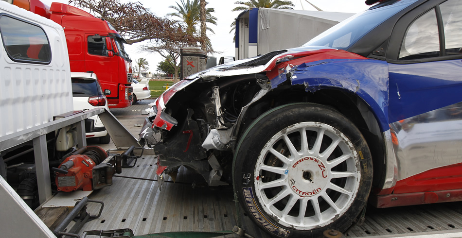 Estado en que quedó el Citroen de Kubica - Foto: Sergio Bolaños