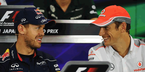 Vettel y Button en la rueda de prensa previa al GP Vettel y Button en la rueda de prensa previa al GP